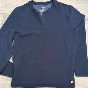 Marine Layer Men's Dark Blue Long Sleeve Henley Large